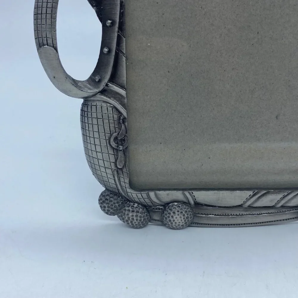 Golf-Themed Pewter Picture Frame Vintage Golf‎ Clubs Bag Design 3.5